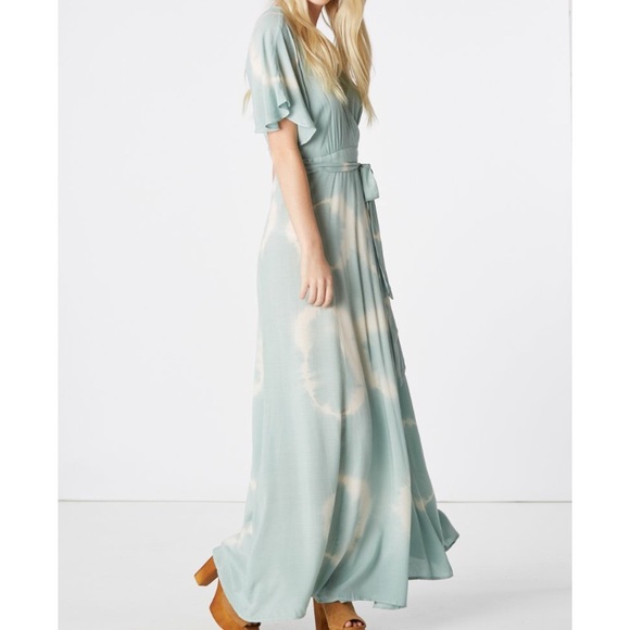 Aakaa Sage Tiedyed Maxi Wrap Dress 